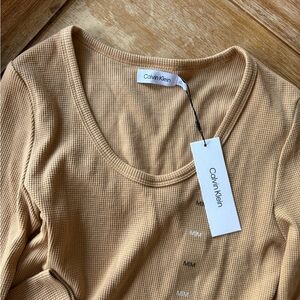 NWT Calvin Klein Women's Beige Long Sleeve Top